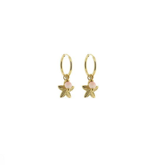 Solid Gold earring starfish. 4mm facet