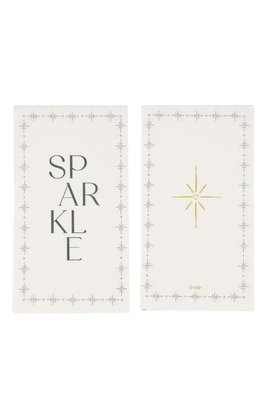 Zusss servetten rechthoek sparkle wit/donkerblauw