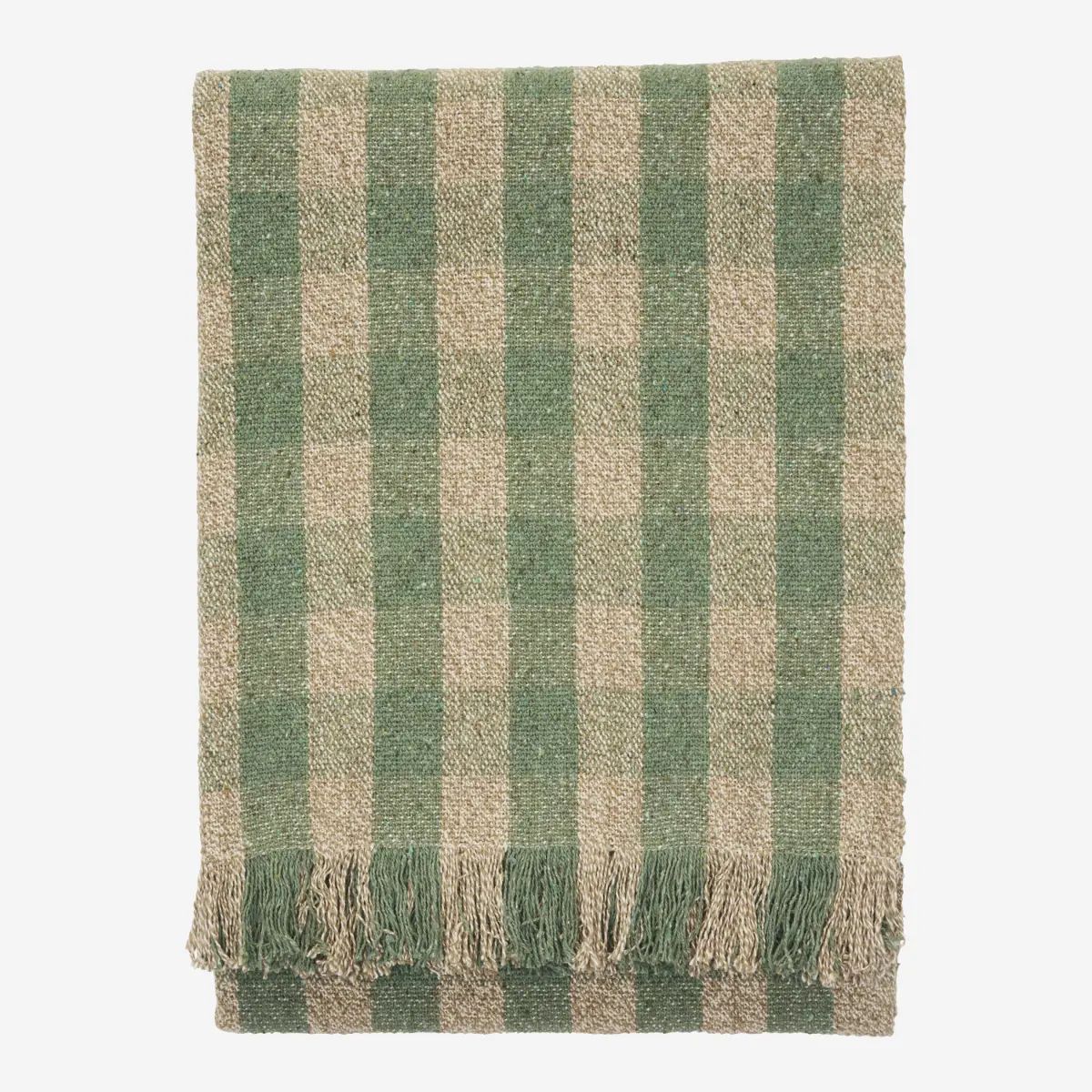 Madam stoltz recycled cotton throw green beige