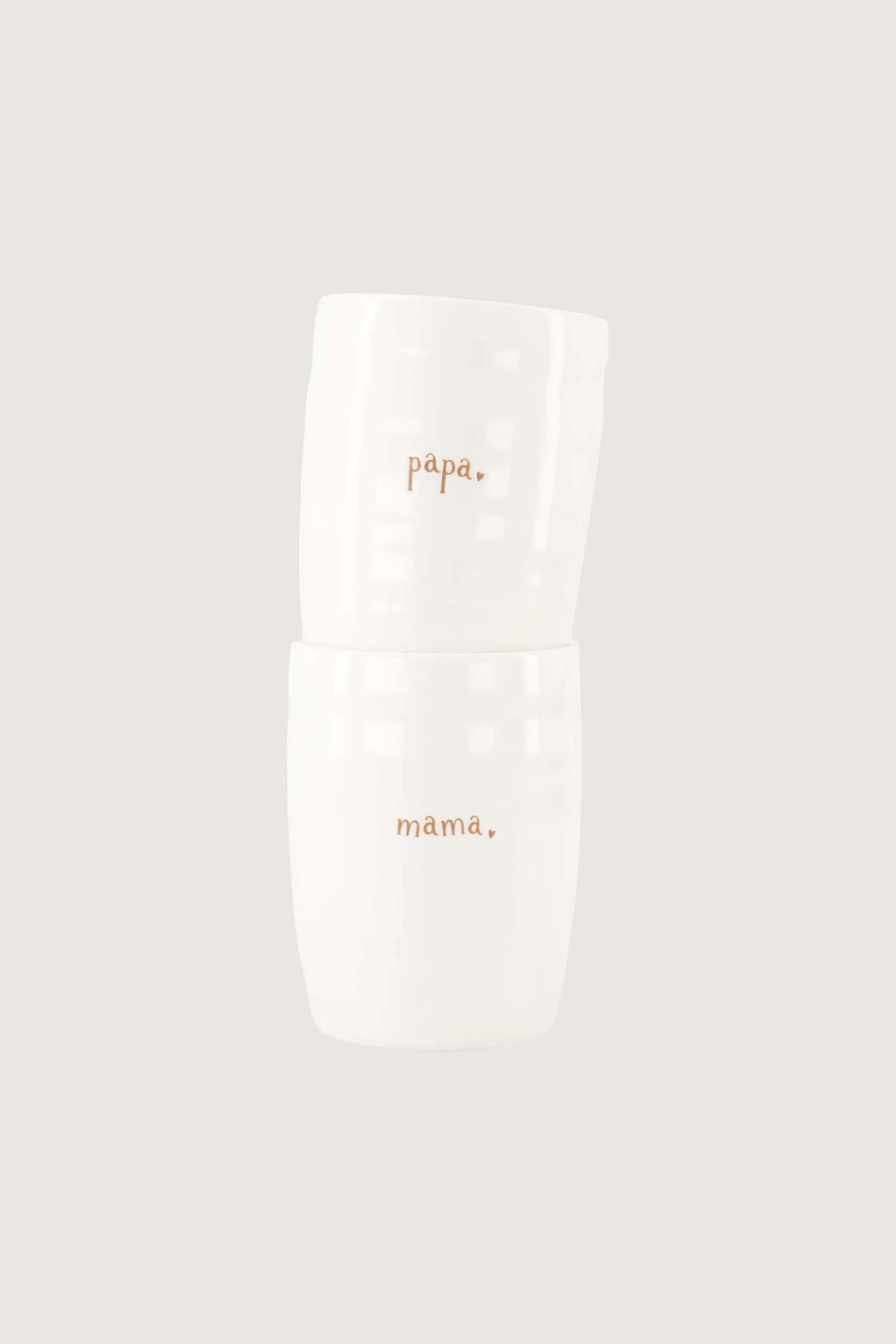 Zusss set van 2 mokken mama & papa white brown one size