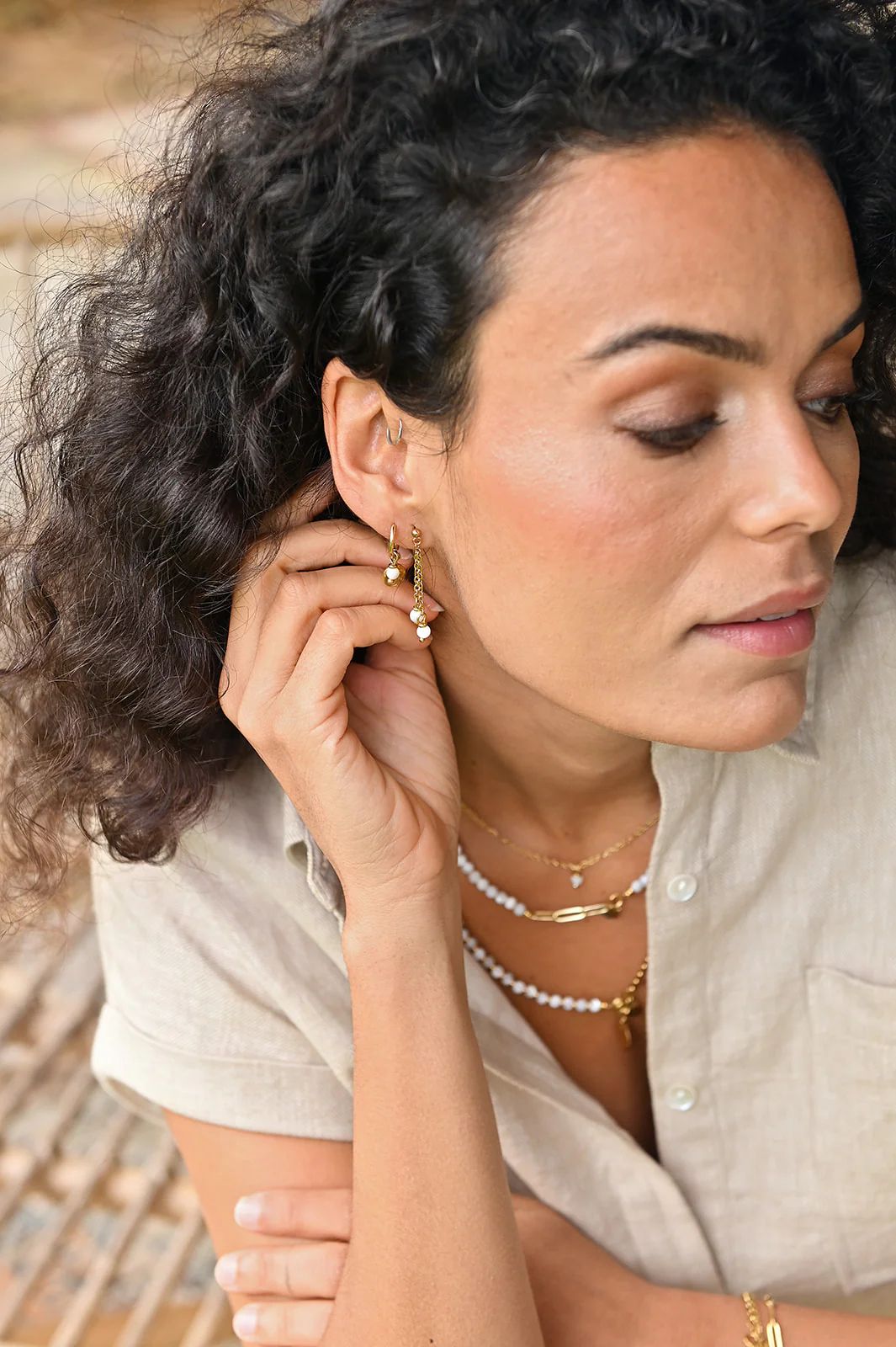 Solid gold earring little coin 4mm facet