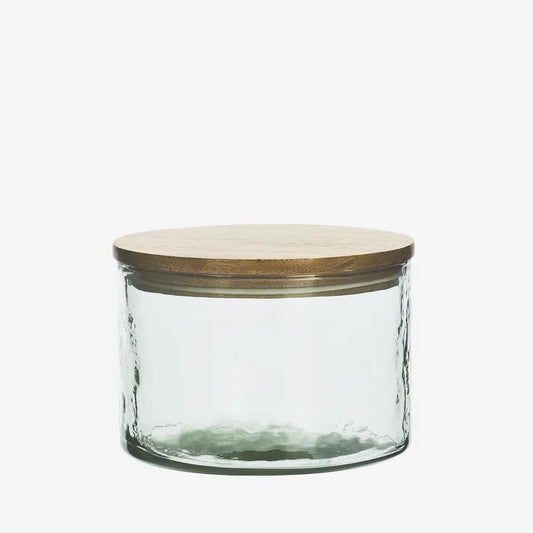 Glass jar w/ wooden lid small