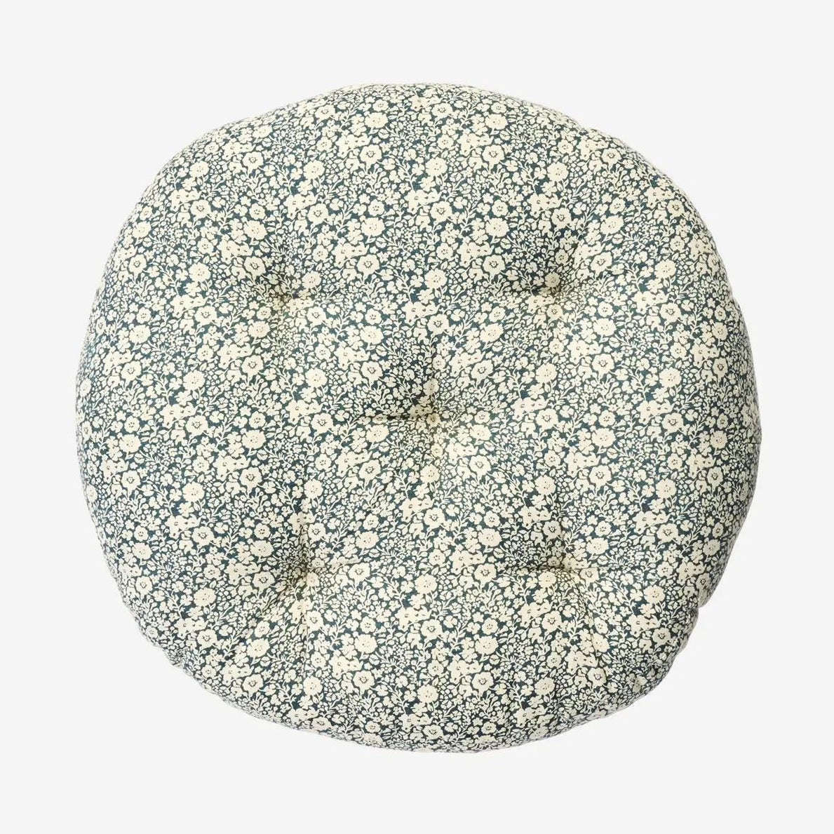 Madam stoltz round chair pad 45cm diameter blue flower