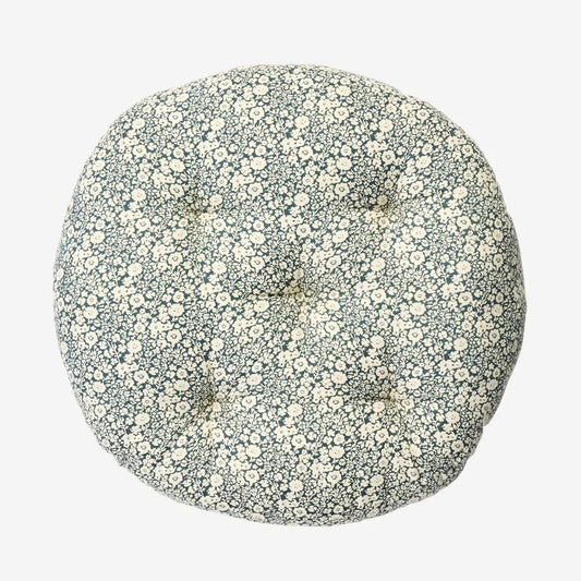 Madam stoltz round chair pad 45cm diameter blue flower