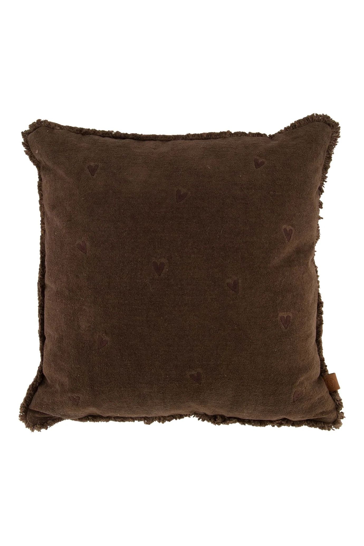 Zusss kussen velvet hartjes 45x45cm bruin