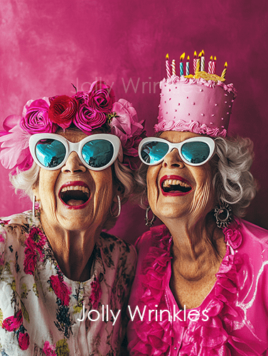 Jolly wrinkles ansichtkaart roze dames