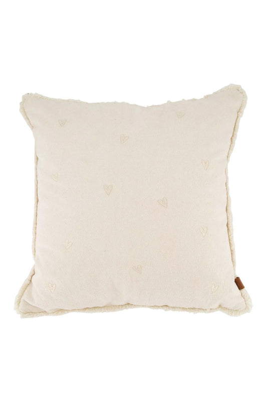 Zusss kussen velvet hartjes 45x45cm of white