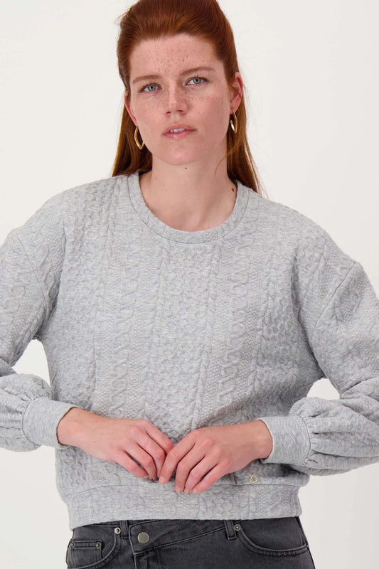 Zusss kabel structuur sweater midden grijs