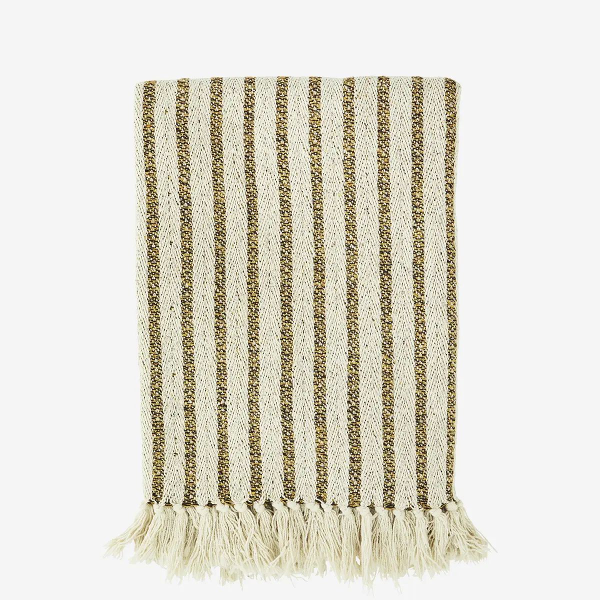 Madam stoltz recycled cotton throw stripe yellow