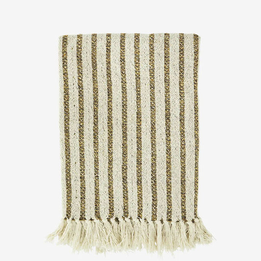 Madam stoltz recycled cotton throw stripe yellow