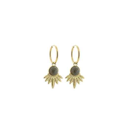 Solid gold gemstone Grey jaspis