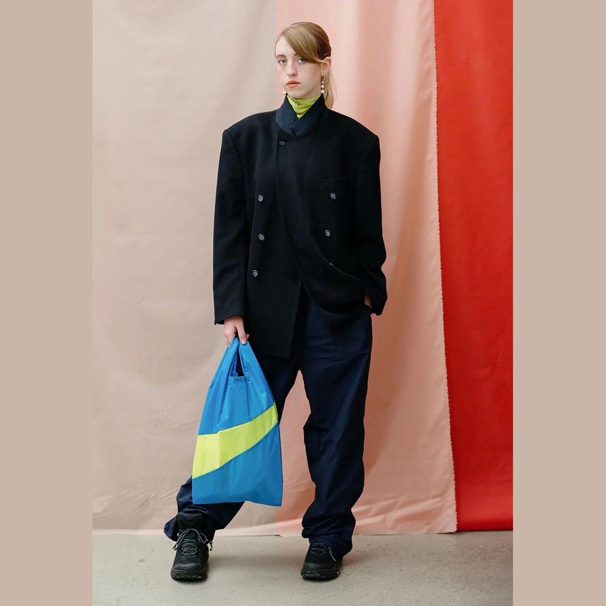 Susan Bijl the new shopping Bag Wave & Fluo Yellow MEDIUM