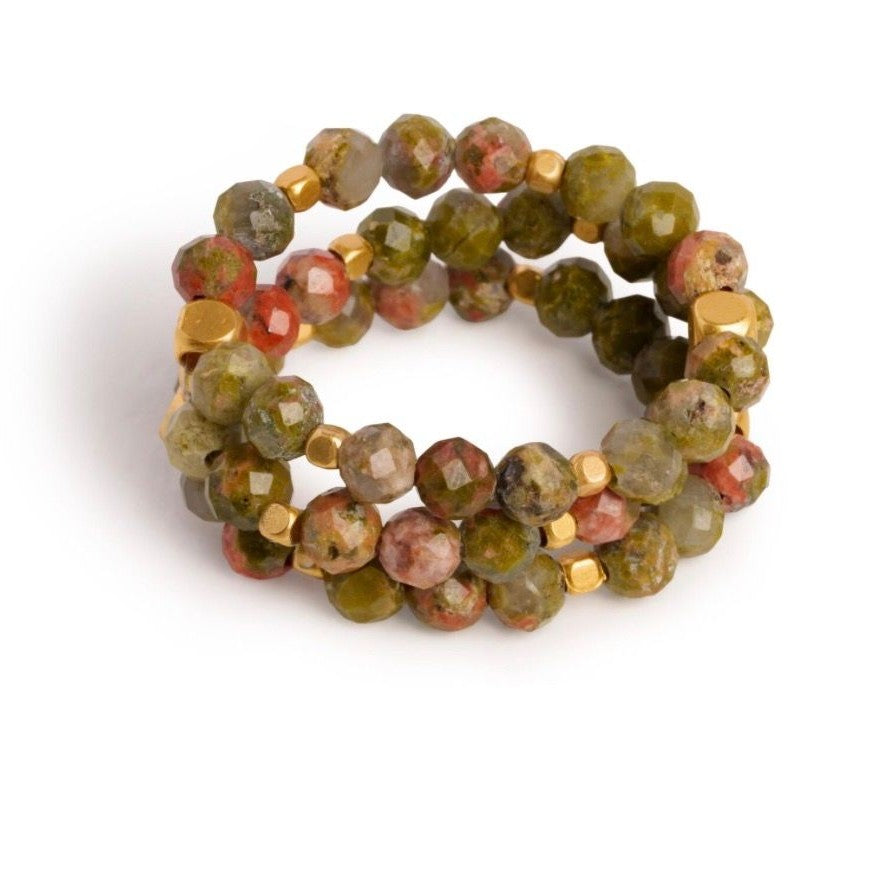 Ibu ring stone dot xl unakite
