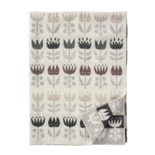 Klippan tulip grey 130x180cm woven blanker 100% lambs wool