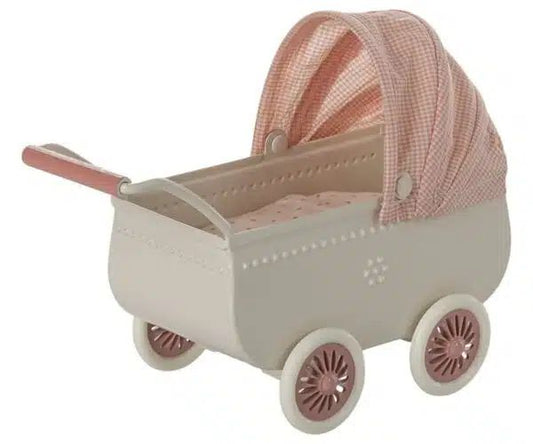 Maileg Pram mouse coral