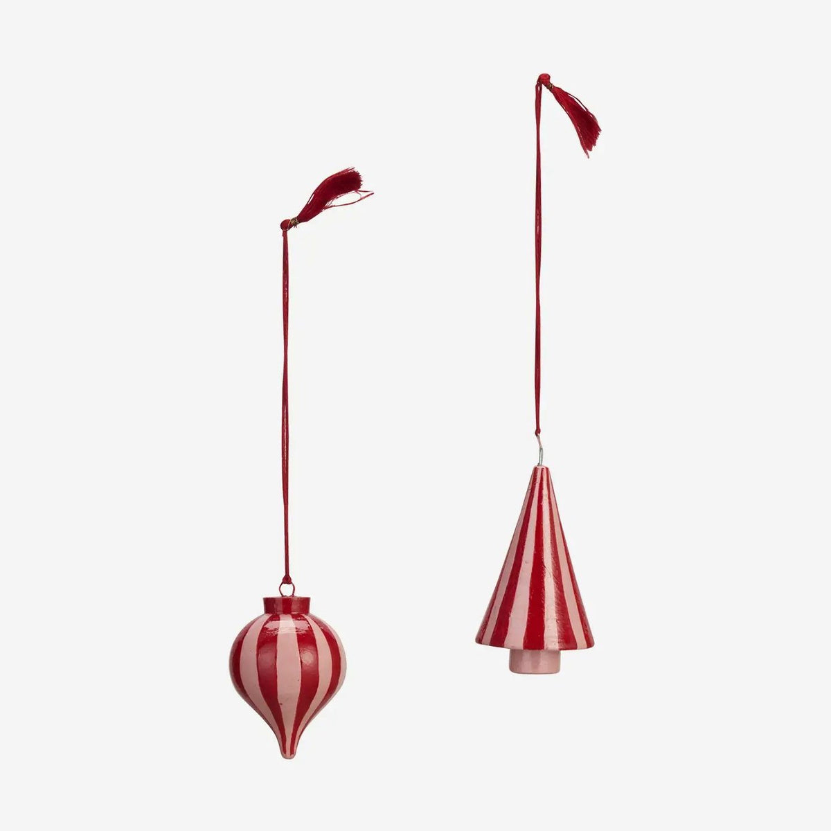 Madam stoltz hand painted ornament tree Red pink set