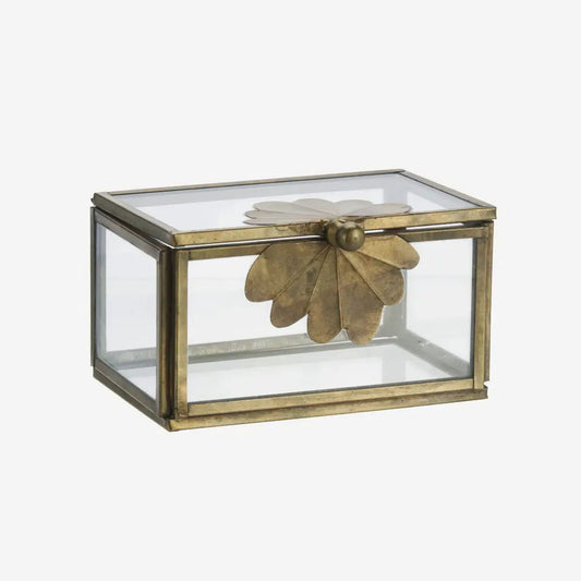 Madam stoltz glass box w brass leaf
