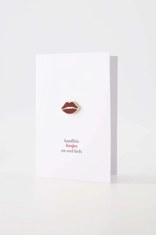 Wenskaart Magneet Kusje Wit/Rood