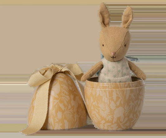 Maileg easter egg with micro rabbit small cream yellow