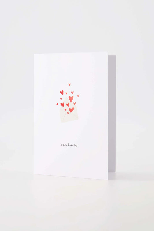 Wenskaart Van Harte Wit/Rood