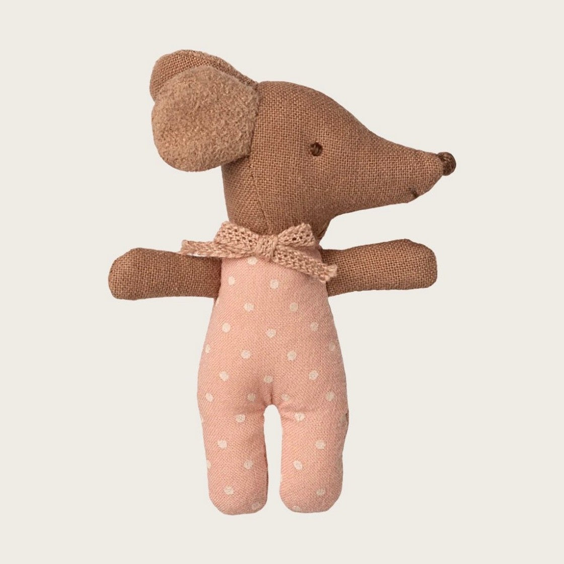 Maileg sleepy wakey baby mouse in matchbox rose