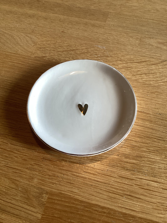 Wandbordje goud hartje wit