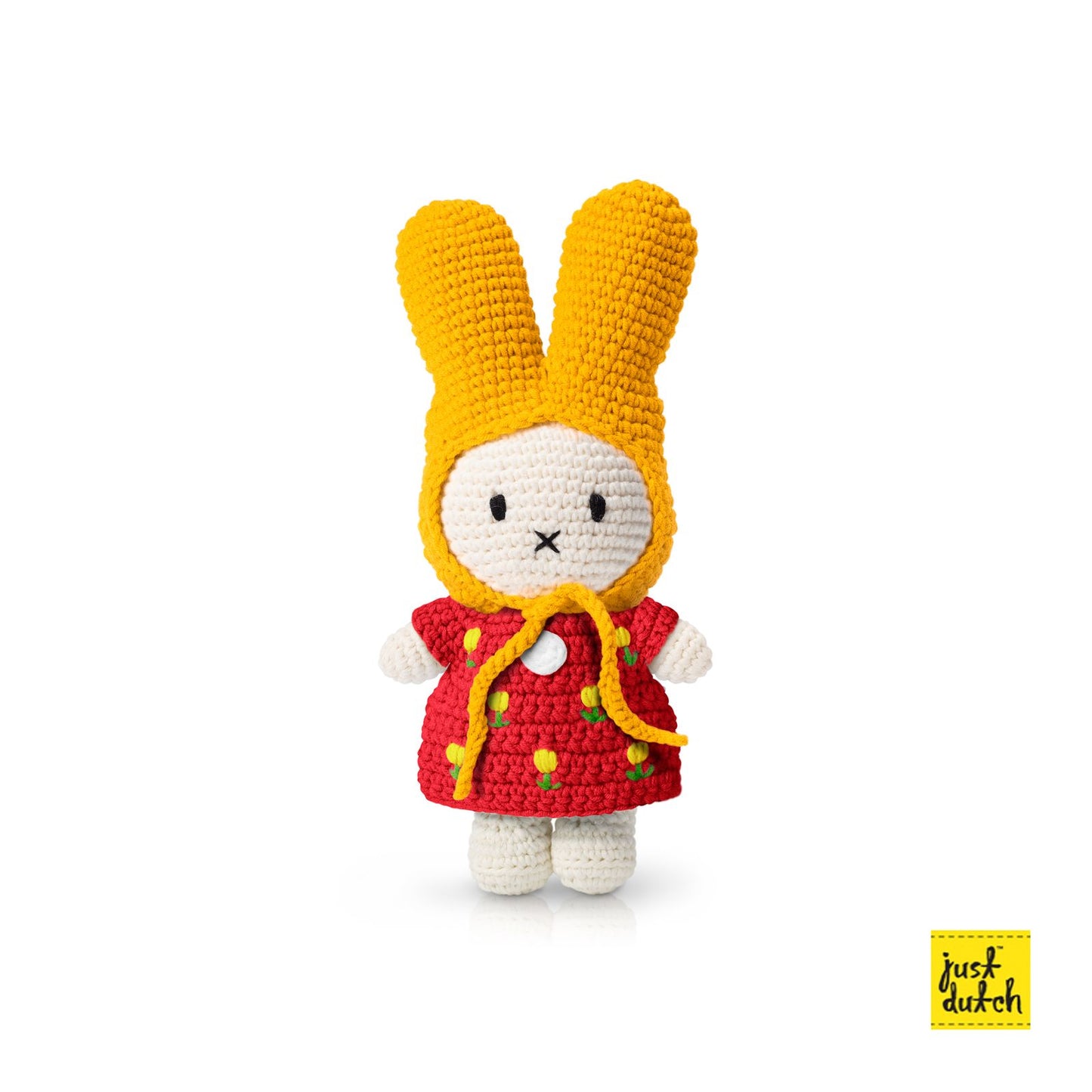 Miffy / Nijntje and her red tulip dress + yellow hat