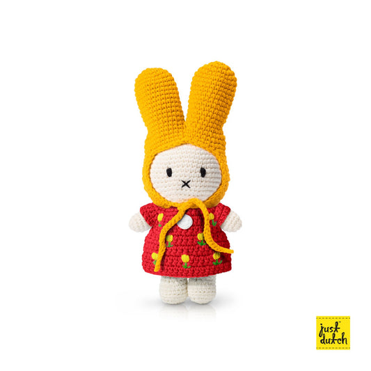 Miffy / Nijntje and her red tulip dress + yellow hat