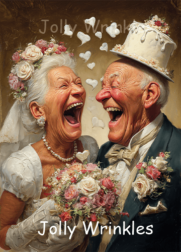 Jolly wrinkles ansichtkaart Trouwen