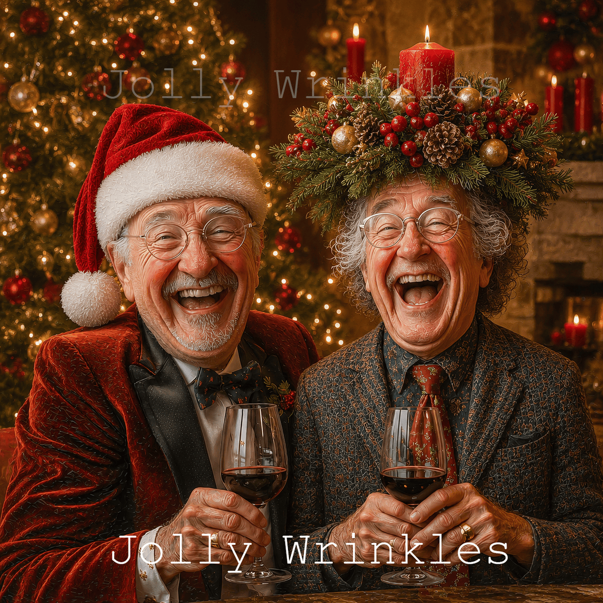 Jolly wrinkles wenskaart kerstborrel vrienden