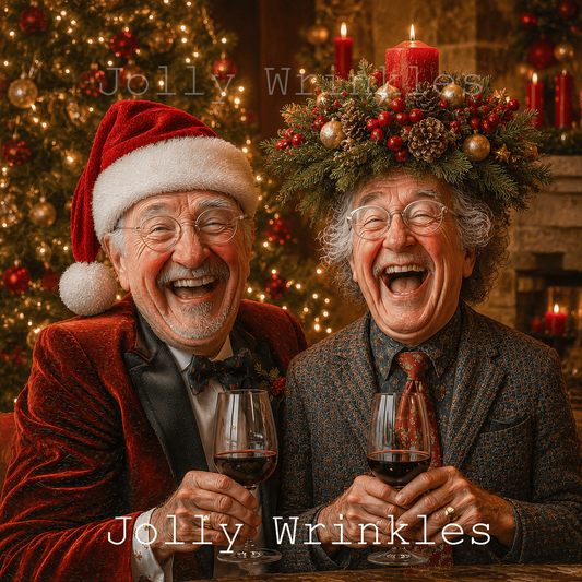 Jolly wrinkles wenskaart kerstborrel vrienden