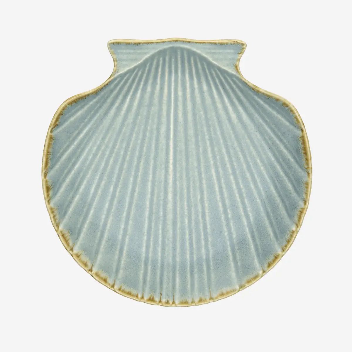 Madam stoltz stoneware sea shell tray Light Blue