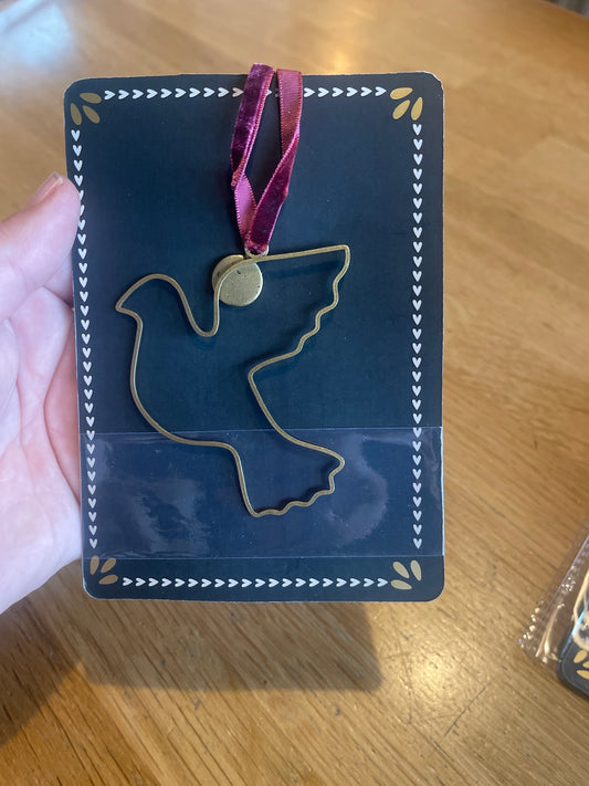 Metalen kersthanger duif