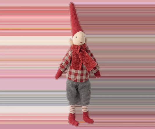 Maileg pixy size 1 boy red checkered shirt