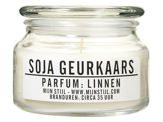 Mijn stijl geurkaars glas linnen soja basis