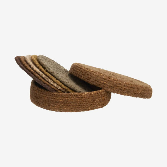 Madam stoltz seagrass coasters in box yellow