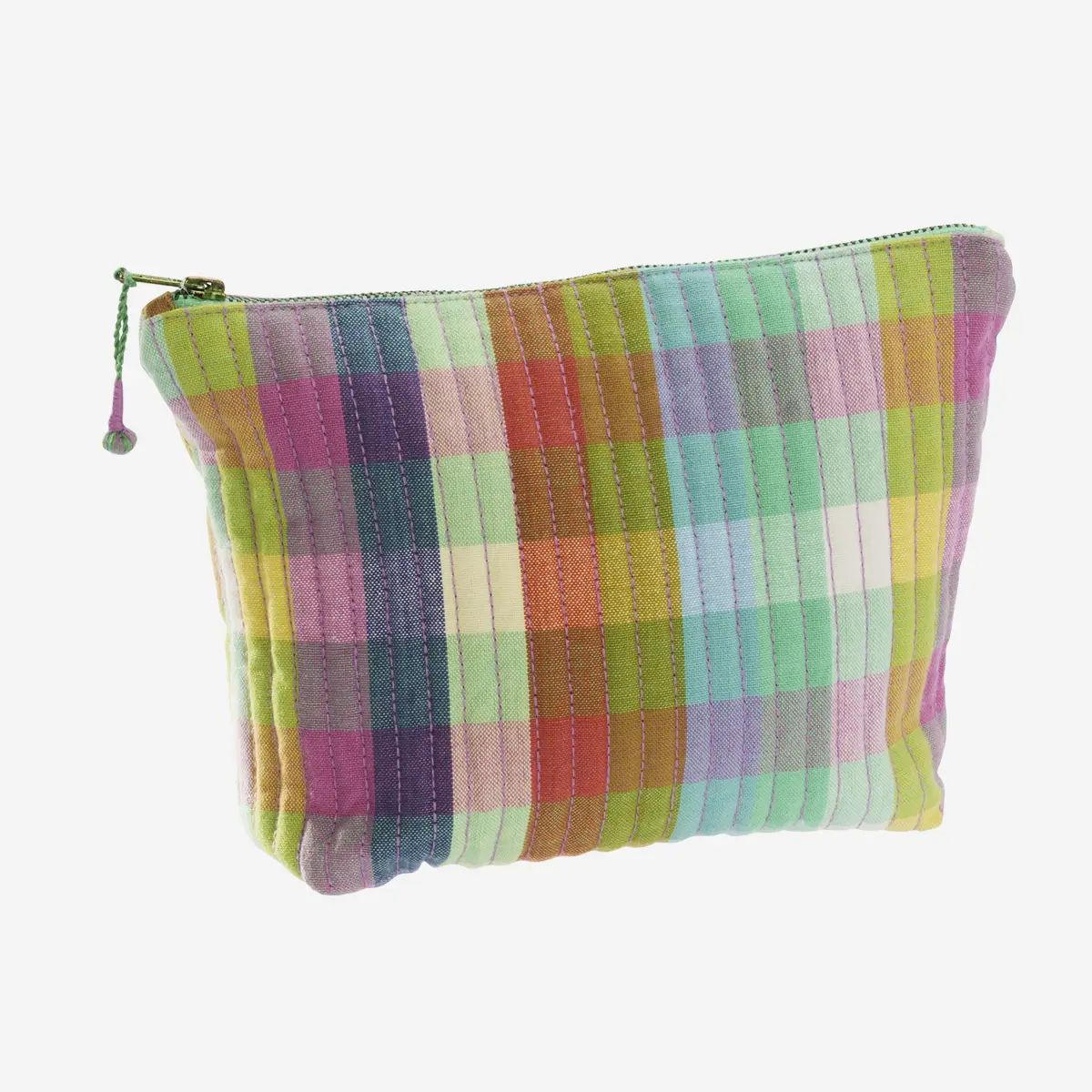 Madam stoltz quilted cotton washbag checked