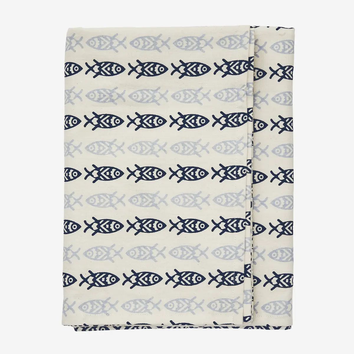 Madam stoltz printed cotton tablecloth Fish