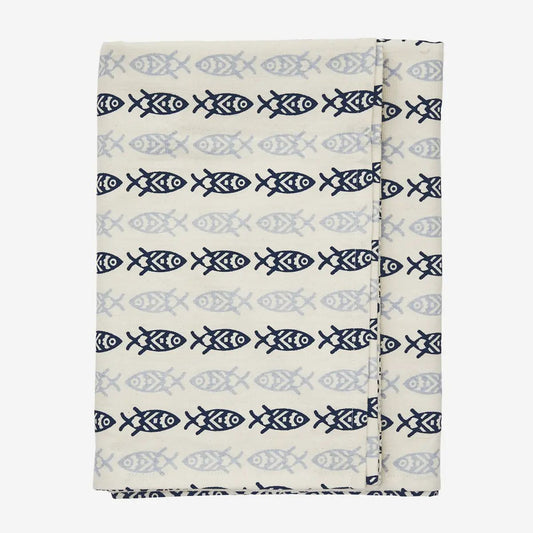 Madam stoltz printed cotton tablecloth Fish