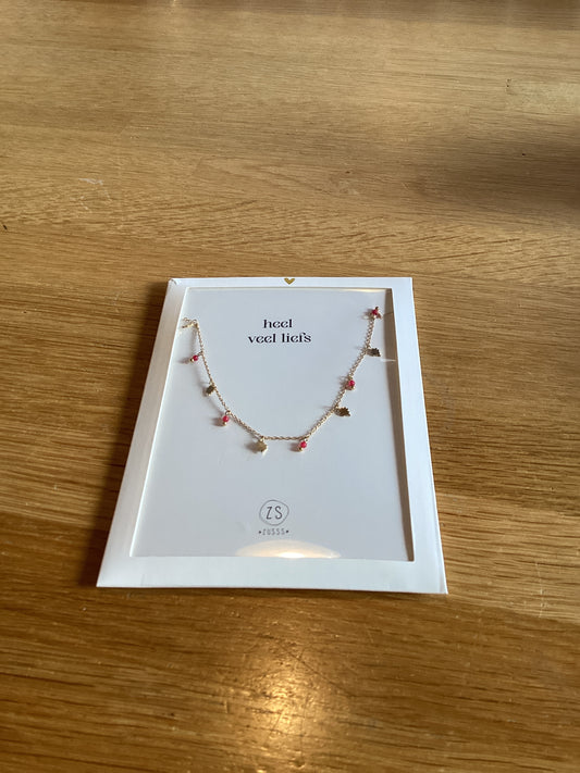 Ketting klavertjes roze rood