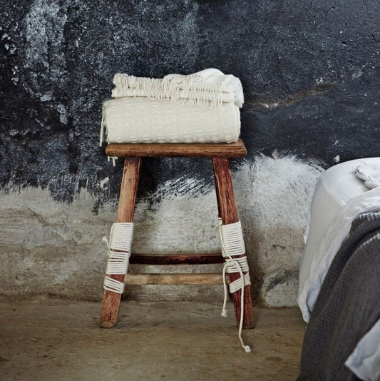 Klippan Twist naturel white, woven wool throw