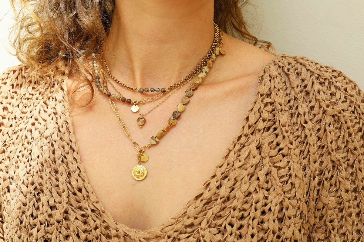 Solid gold connector necklace heart (8x8mm)