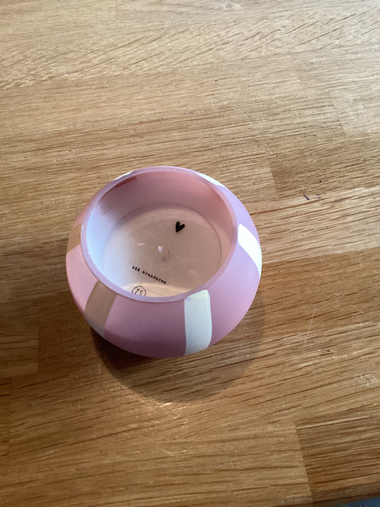 Glazen geurkaars streep roze