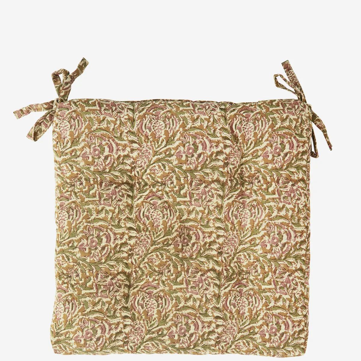 Madam stoltz printed cotton chair pad honey