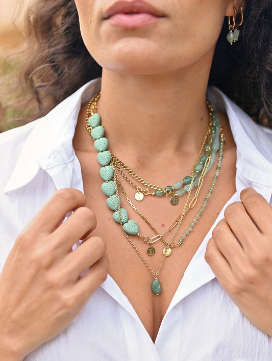 Solid gold necklace joia Lava love