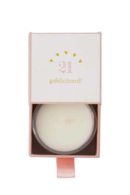 Geurkaars Glas In Doosje 21 Gefeliciteerd