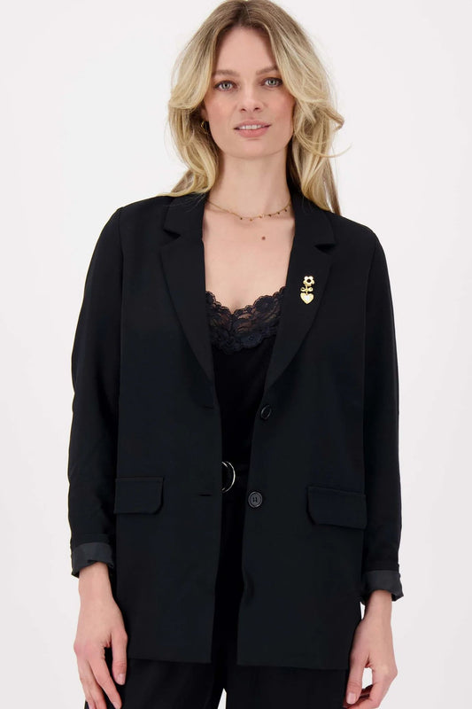Blazer met broche zwart