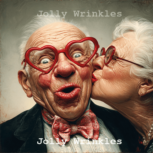 Jolly wrinkles wenskaart kus op je wang