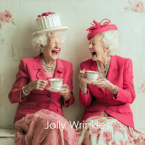 Jolly wrinkles wenskaart koffie en taarten