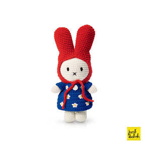 Miffy / Nijntje handmade and her blue flowerdress + red hat